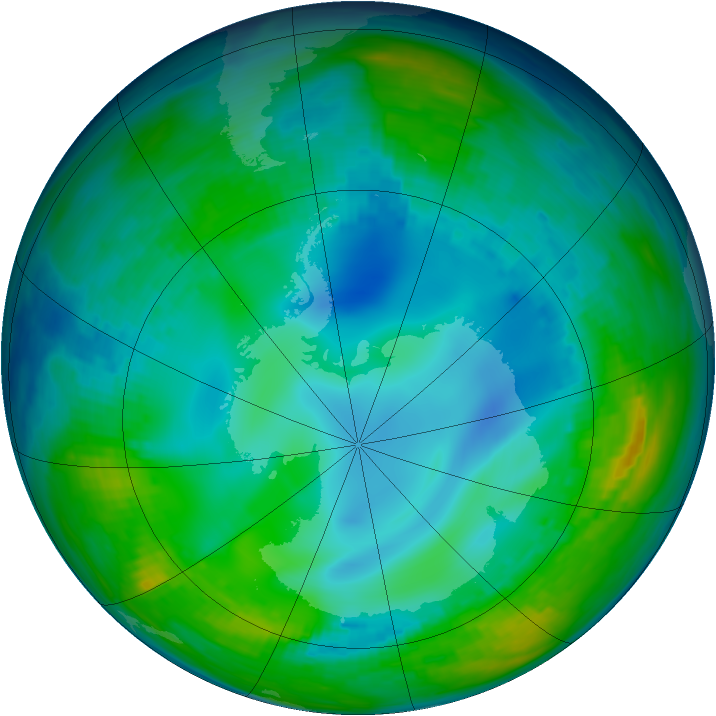 Antarctic ozone map for 19 May 1992